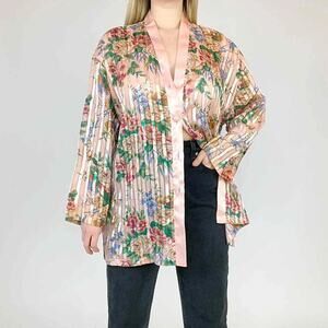 Vintage Victoria's Secret Gold Label Sheer Floral Blouse Top Pink Womens Medium